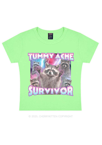 Tummy Ache Survivor Raccoon Y2K Baby Tee Cherrykitten