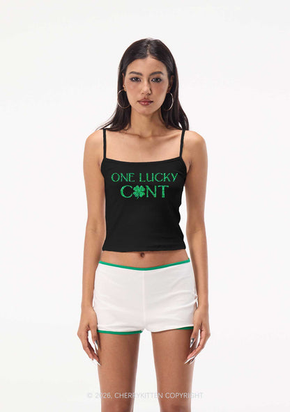 Glitter One Lucky Cxxt St Patricks Y2K Spaghetti Strap Cami Cherrykitten
