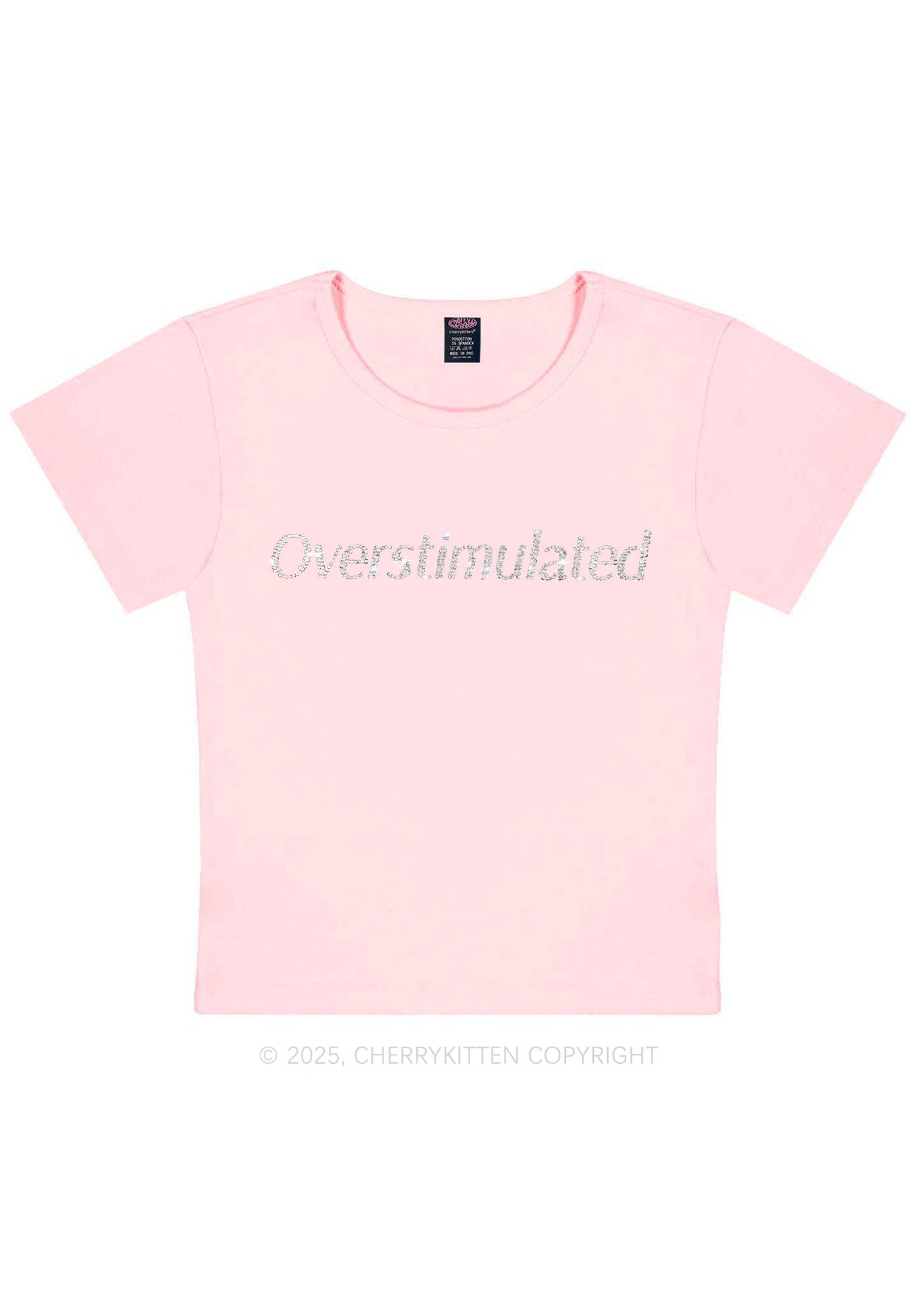 Rhinestone Overstimulated Y2K Baby Tee Cherrykitten