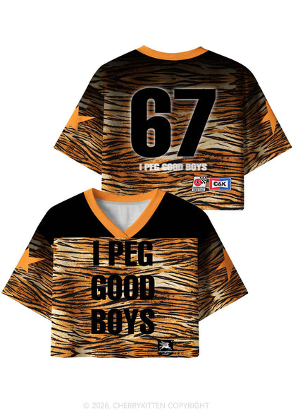 I Peg Good Boys Tiger Stripe Y2K Crop Sport Jersey Shirts Cherrykitten