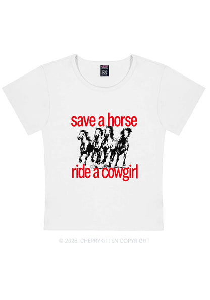 Four Horses Cowgirl Pride Y2K Baby Tee Cherrykitten