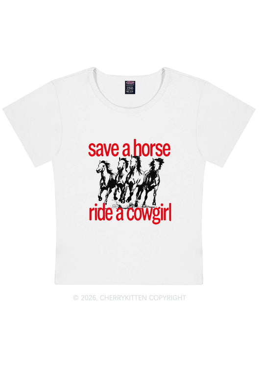 Four Horses Cowgirl Pride Y2K Baby Tee Cherrykitten