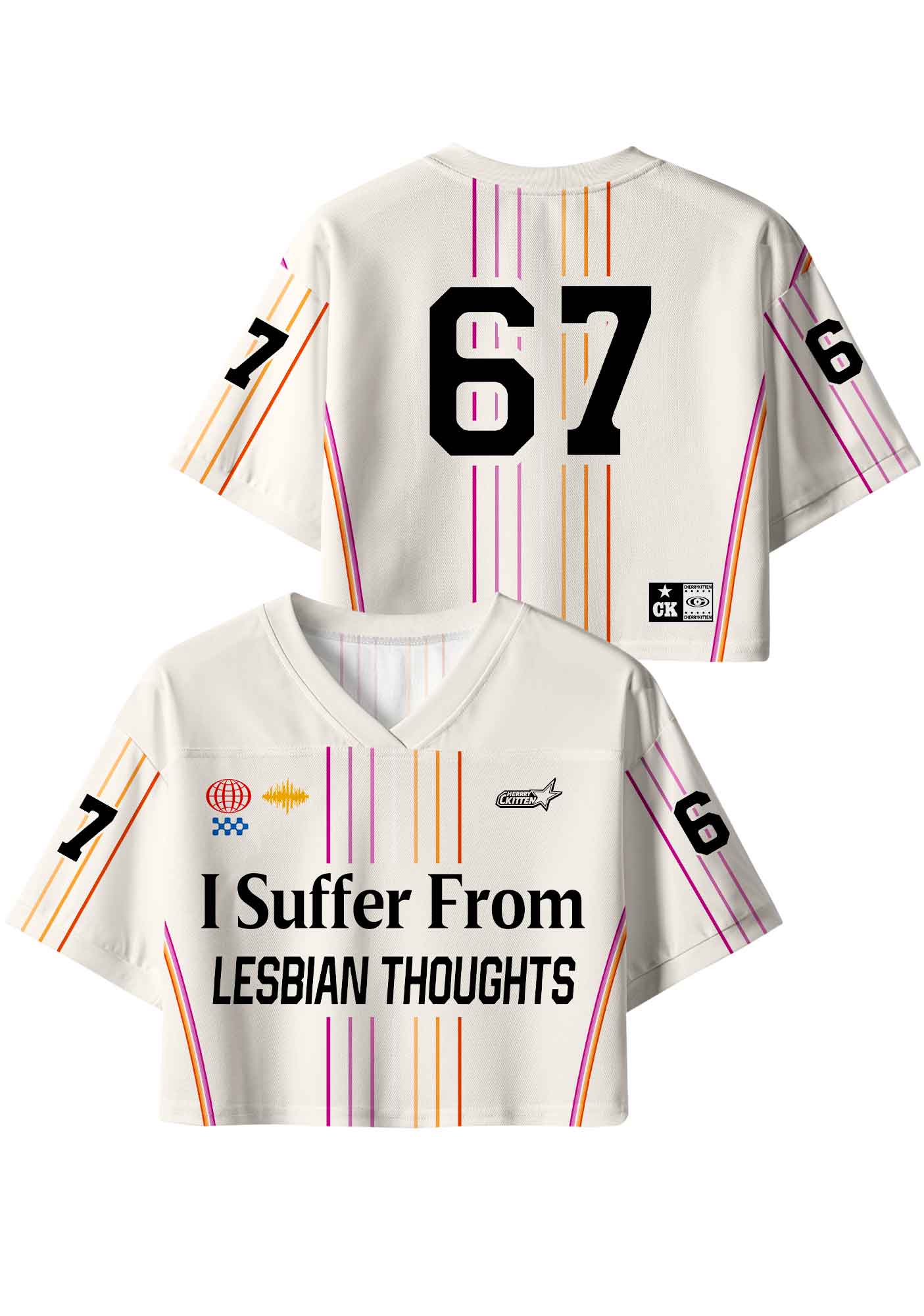 I Suffer From Lesbian Thoughts Pride Y2K Crop Sport Jersey Shirts Cherrykitten