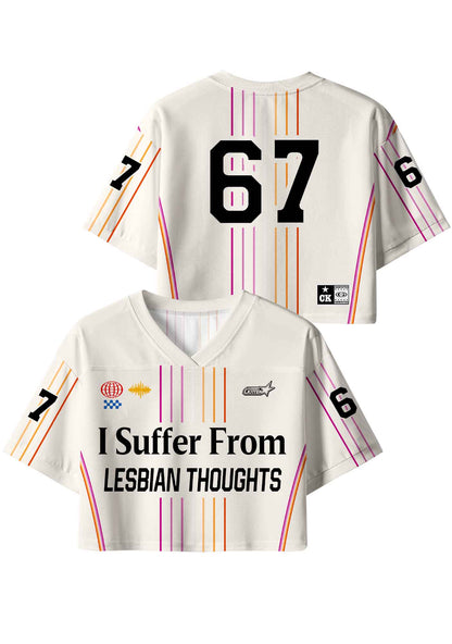 I Suffer From Lesbian Thoughts Pride Y2K Crop Sport Jersey Shirts Cherrykitten