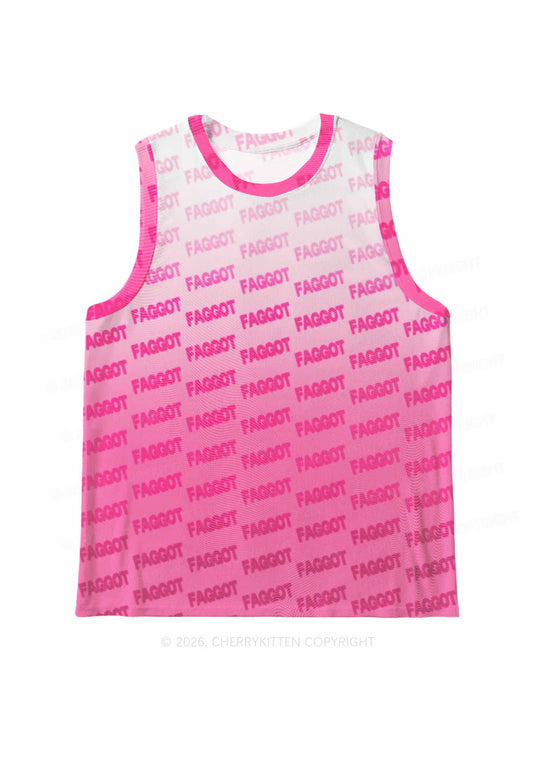 Faded Pink Faggot Pride Y2K Mesh Muscle Tank Cherrykitten