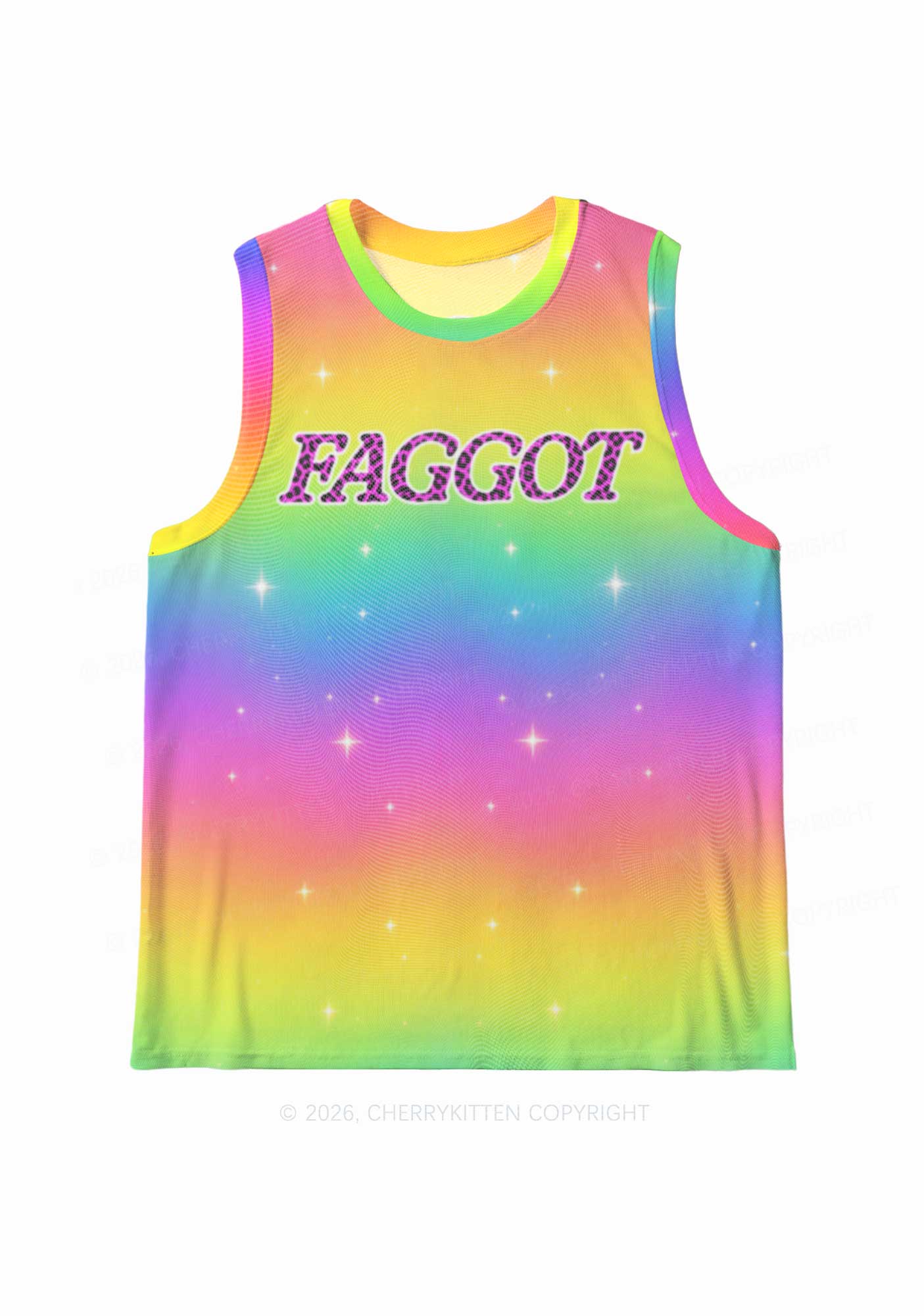Rainbow Faggot Pride Y2K Mesh Muscle Tank Cherrykitten