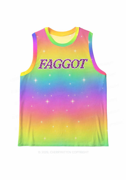 Rainbow Faggot Pride Y2K Mesh Muscle Tank Cherrykitten