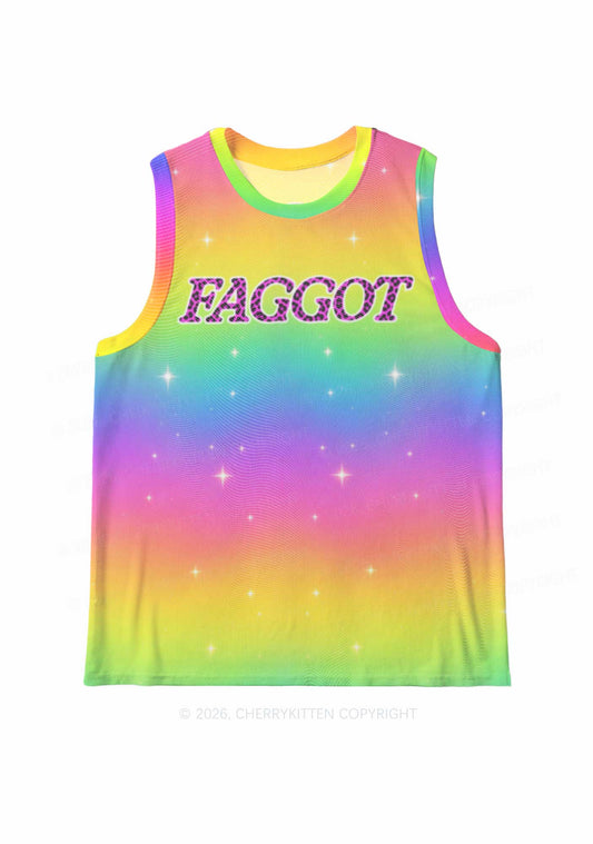 Rainbow Faggot Pride Y2K Mesh Muscle Tank Cherrykitten