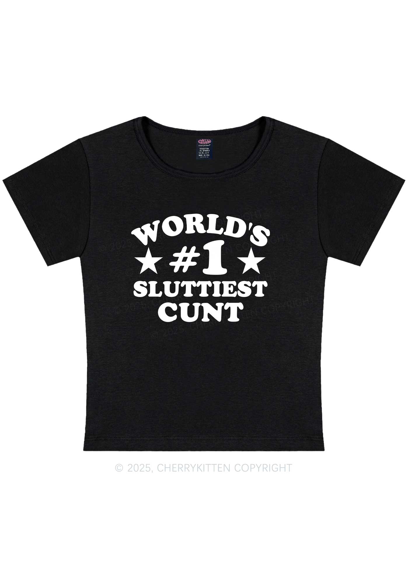Worlds First Slxttiest Cxxt Y2K Baby Tee Cherrykitten