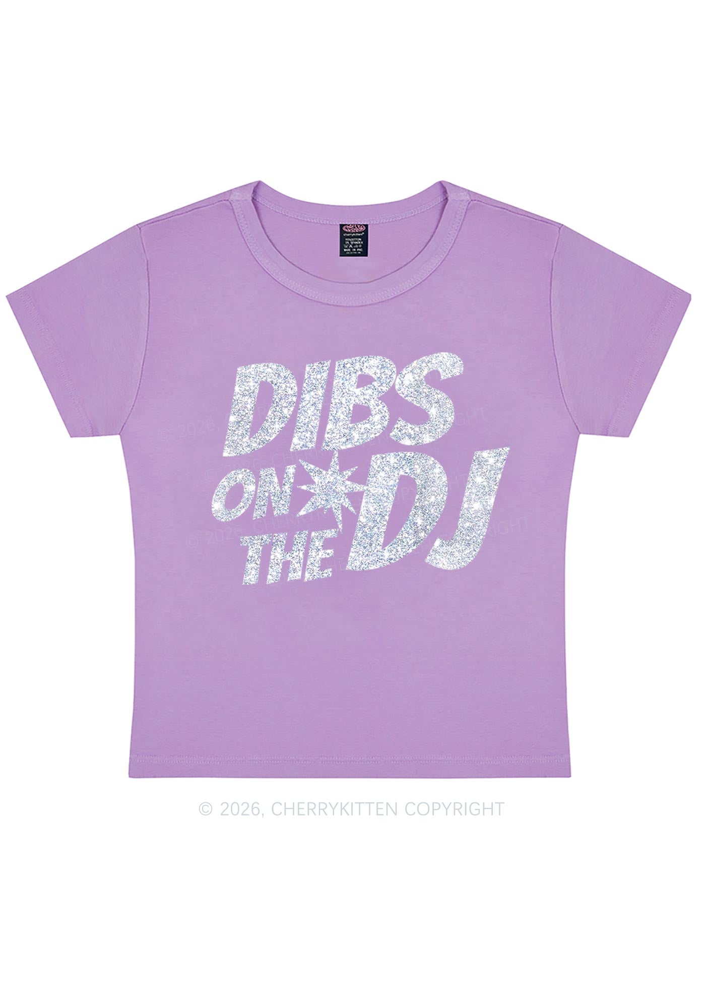 Glitter Dibs On The DJ Y2K Baby Tee Cherrykitten