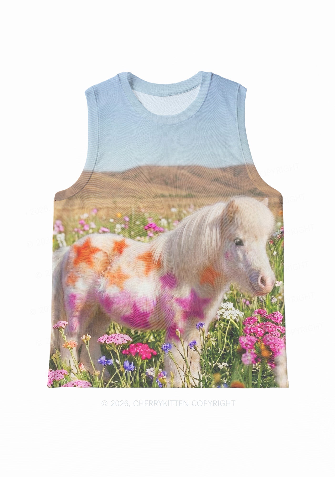 Lesbian Stars Pony Pride Y2K Mesh Muscle Tank Cherrykitten