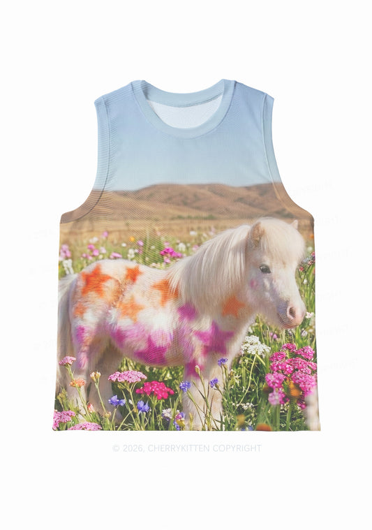Lesbian Stars Pony Pride Y2K Mesh Muscle Tank Cherrykitten
