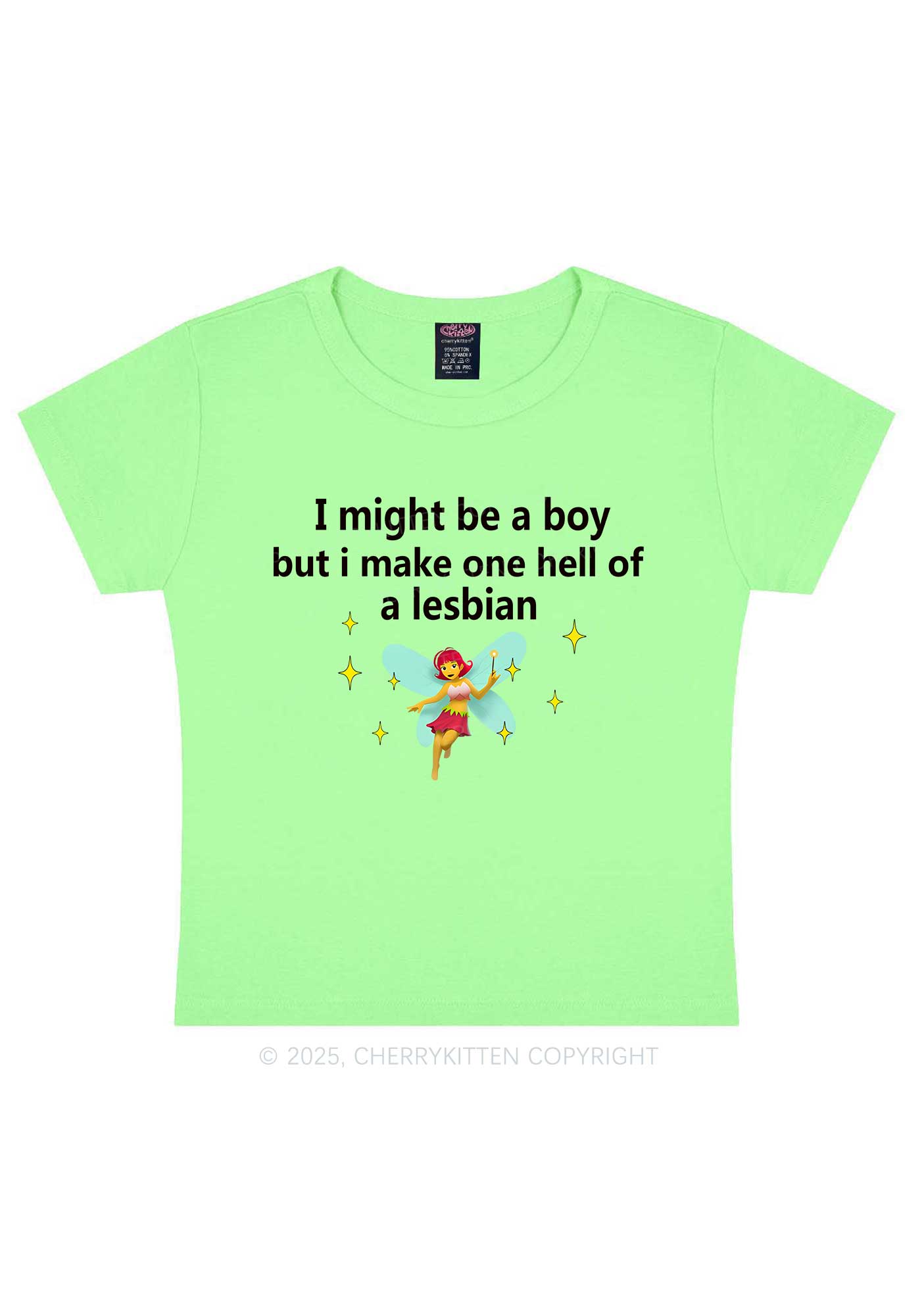 Make Hell Of Lesbian Y2K Baby Tee Cherrykitten