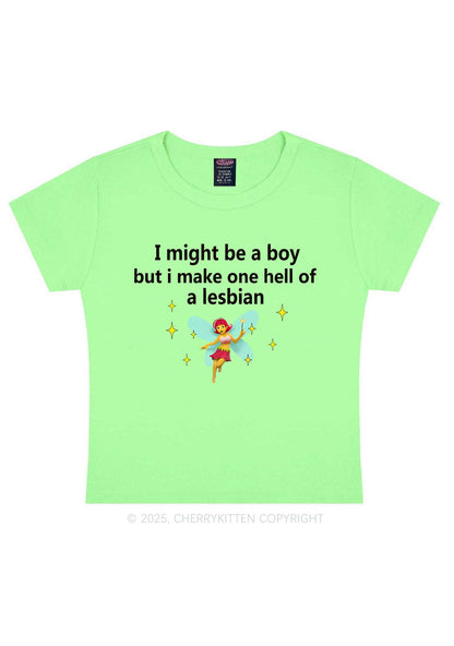 Make Hell Of Lesbian Y2K Baby Tee Cherrykitten