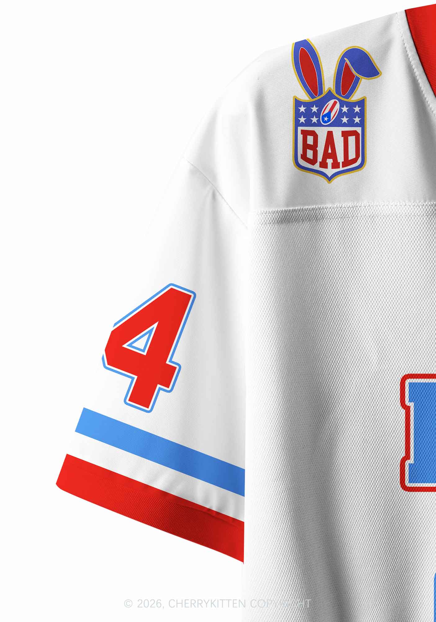 Red Blue Stripe Bunny Y2K Crop Sport Jersey Shirts Cherrykitten