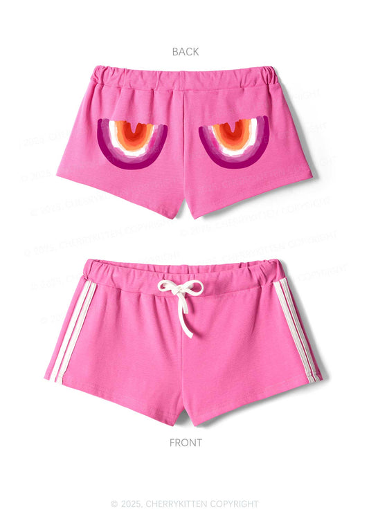 Double Rainbow Pride Y2K Drawstring Mini Shorts Cherrykitten
