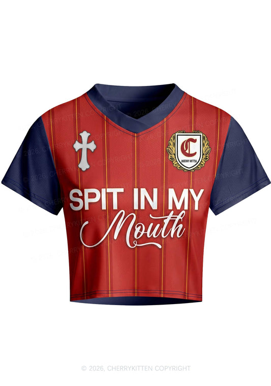 Spit In My Mouth Y2K Crop Football Jersey Shirts Cherrykitten