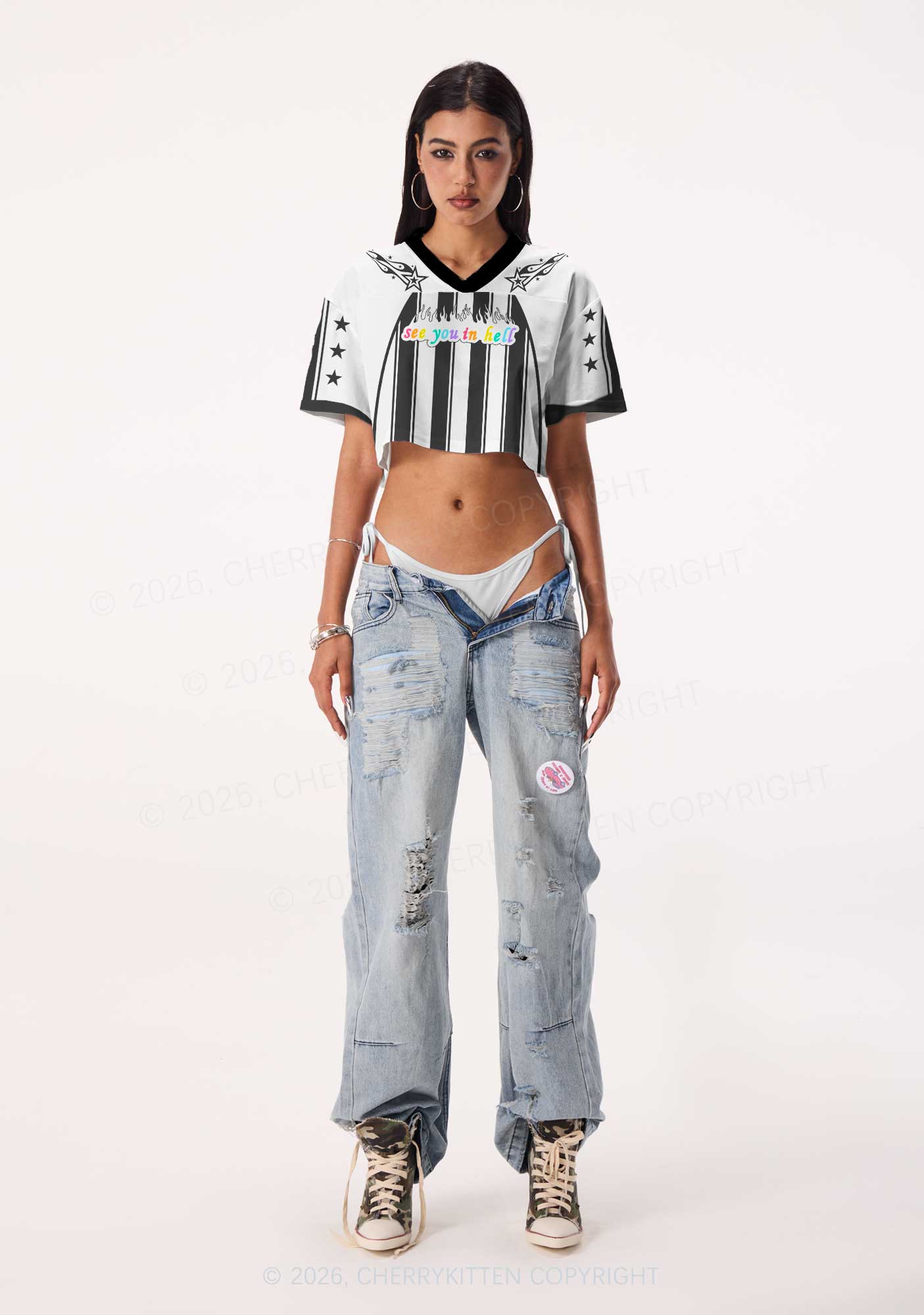 See You In Hell Pride Y2K Crop Sport Jersey Shirts Cherrykitten