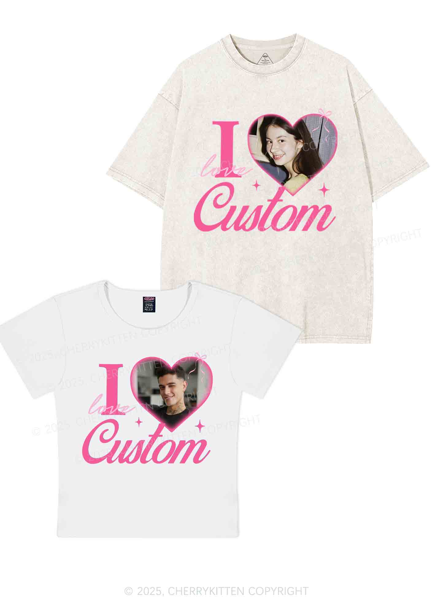 I Love Custom Y2K Valentine's Day Couple Shirt Cherrykitten