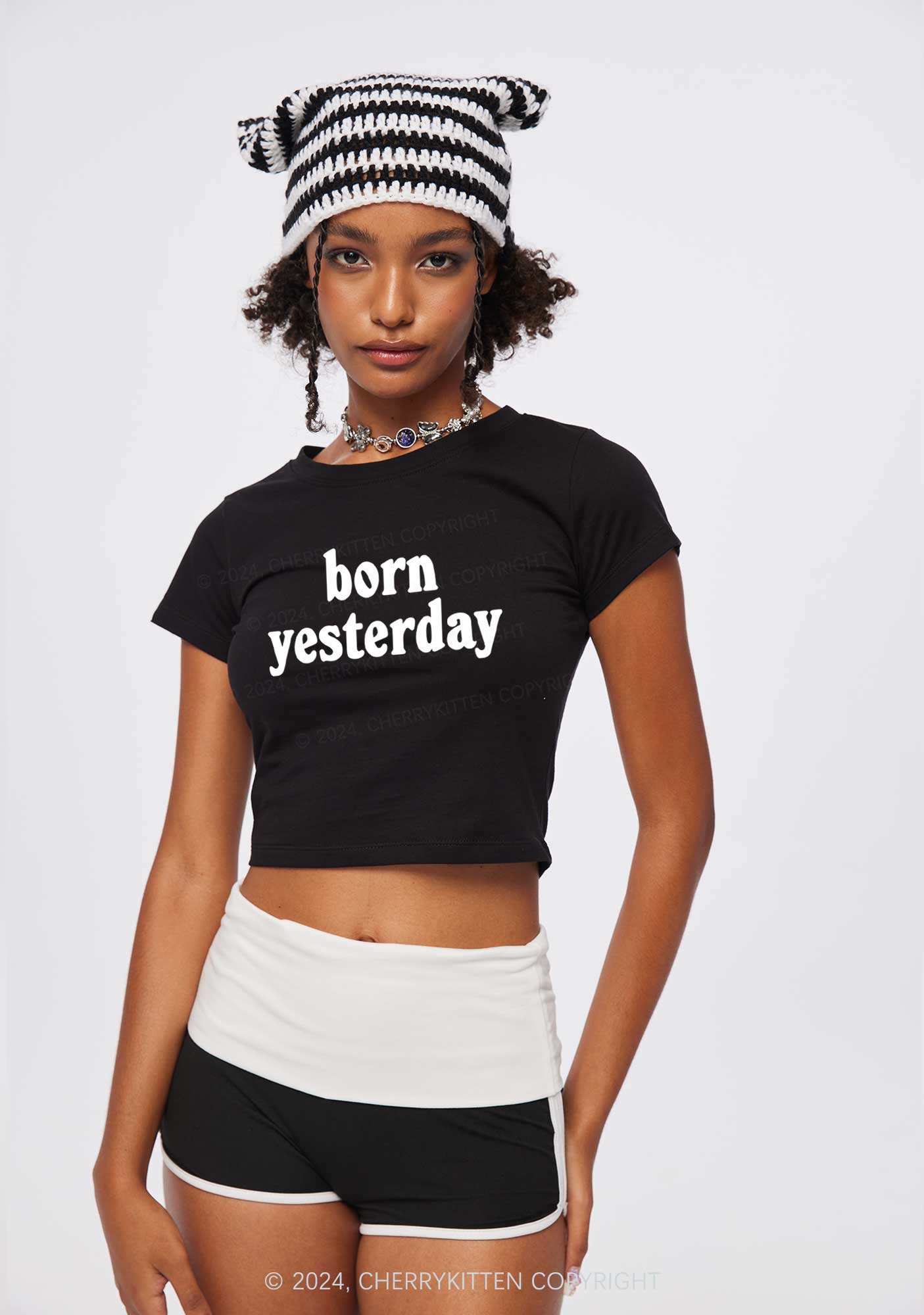 Born Yesterday Y2K Baby Tee Cherrykitten