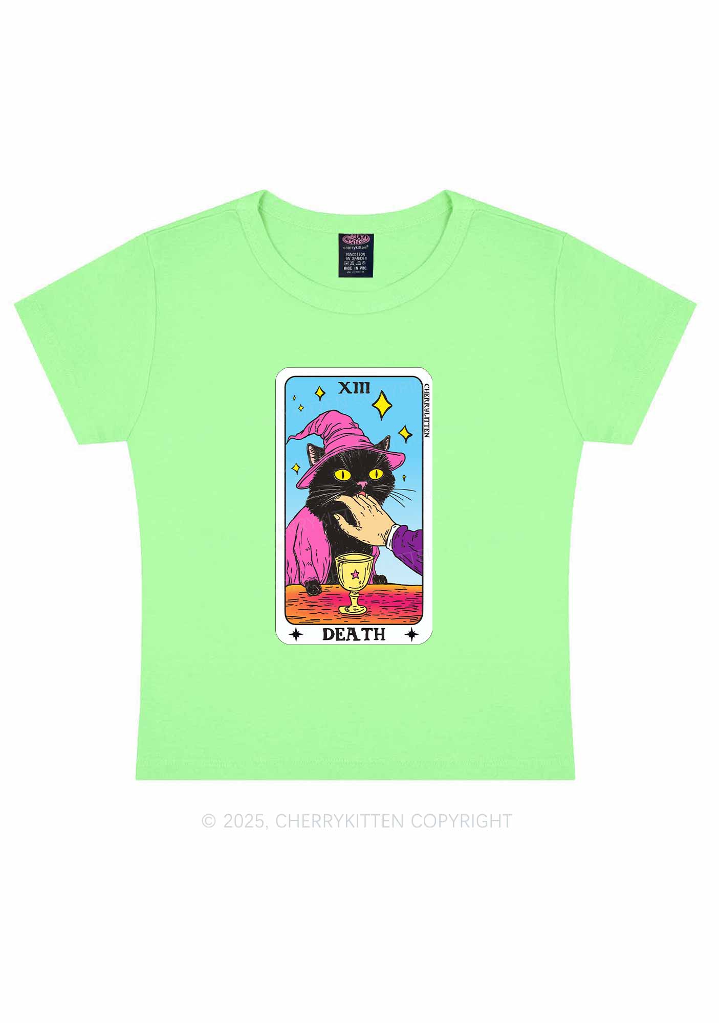 Halloween Death Black Cat Y2K Baby Tee Cherrykitten