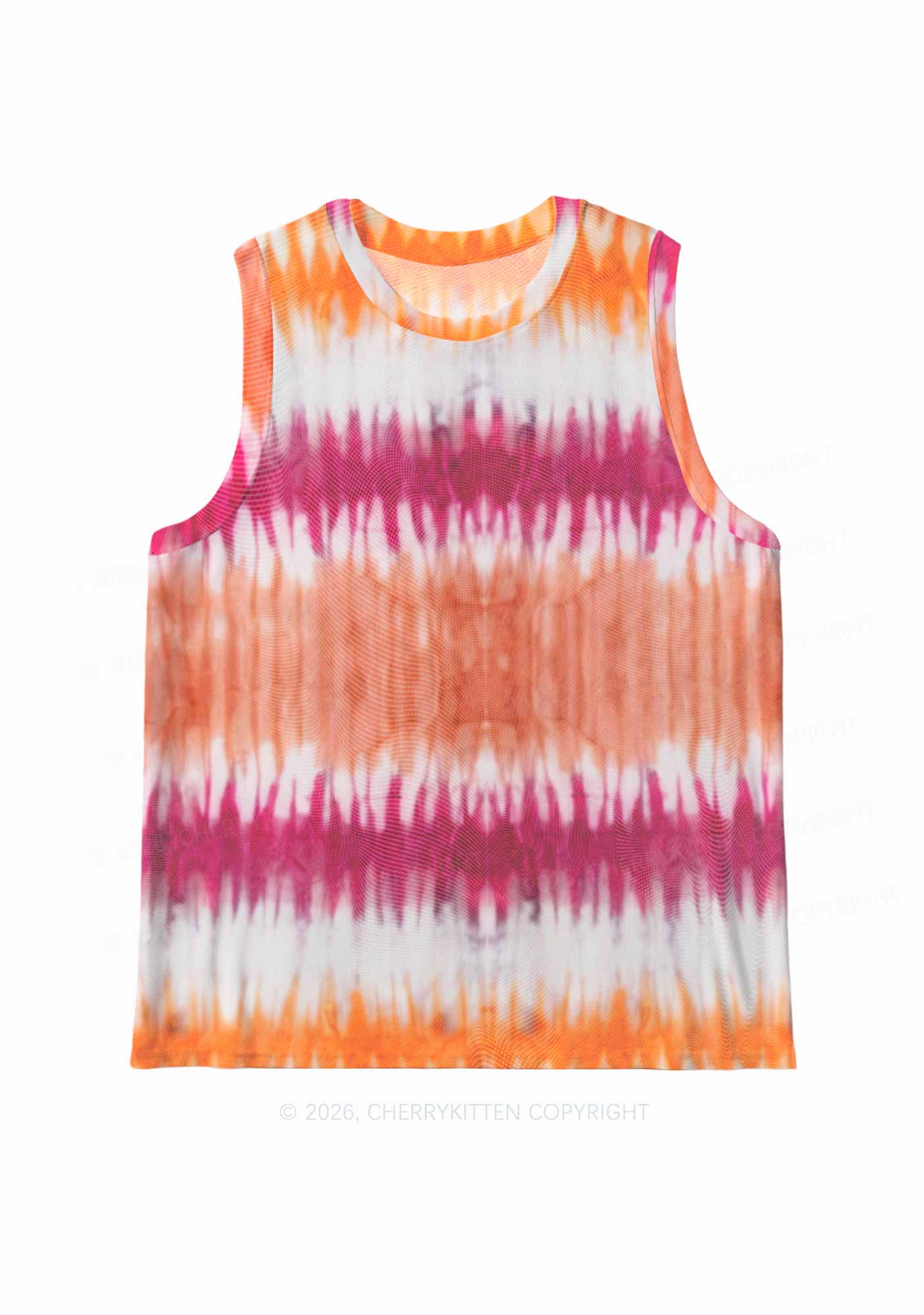 Lesbian Tie Dye Pride Y2K Mesh Muscle Tank Cherrykitten