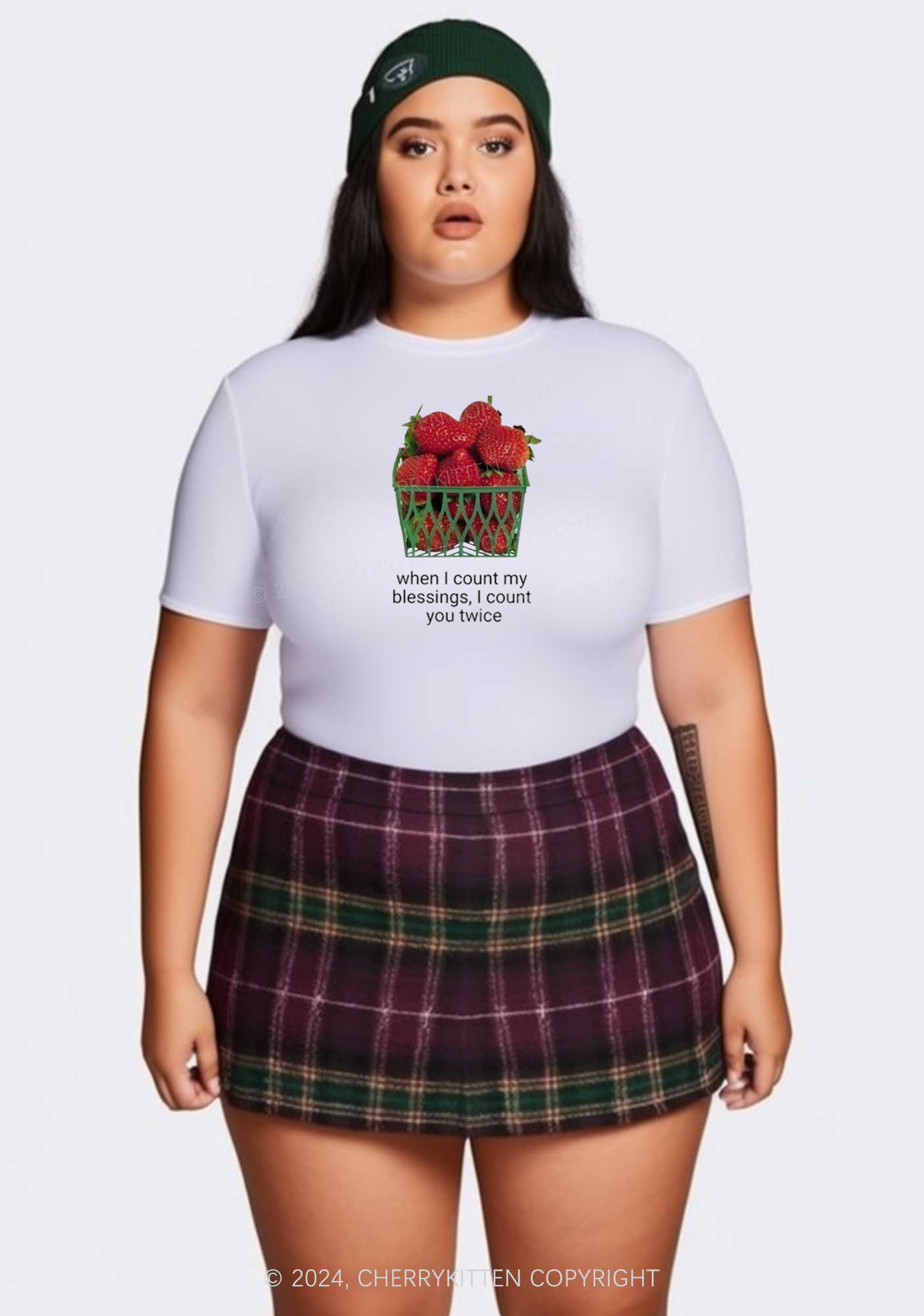 Curvy Count My Blessings Y2K Baby Tee Cherrykitten