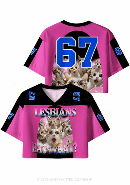 Lesbians Eat What Cat Pride Y2K Crop Sport Jersey Shirts Cherrykitten