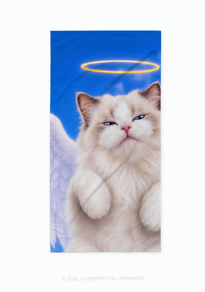 Angel Cat Y2K Beach Towel Cherrykitten