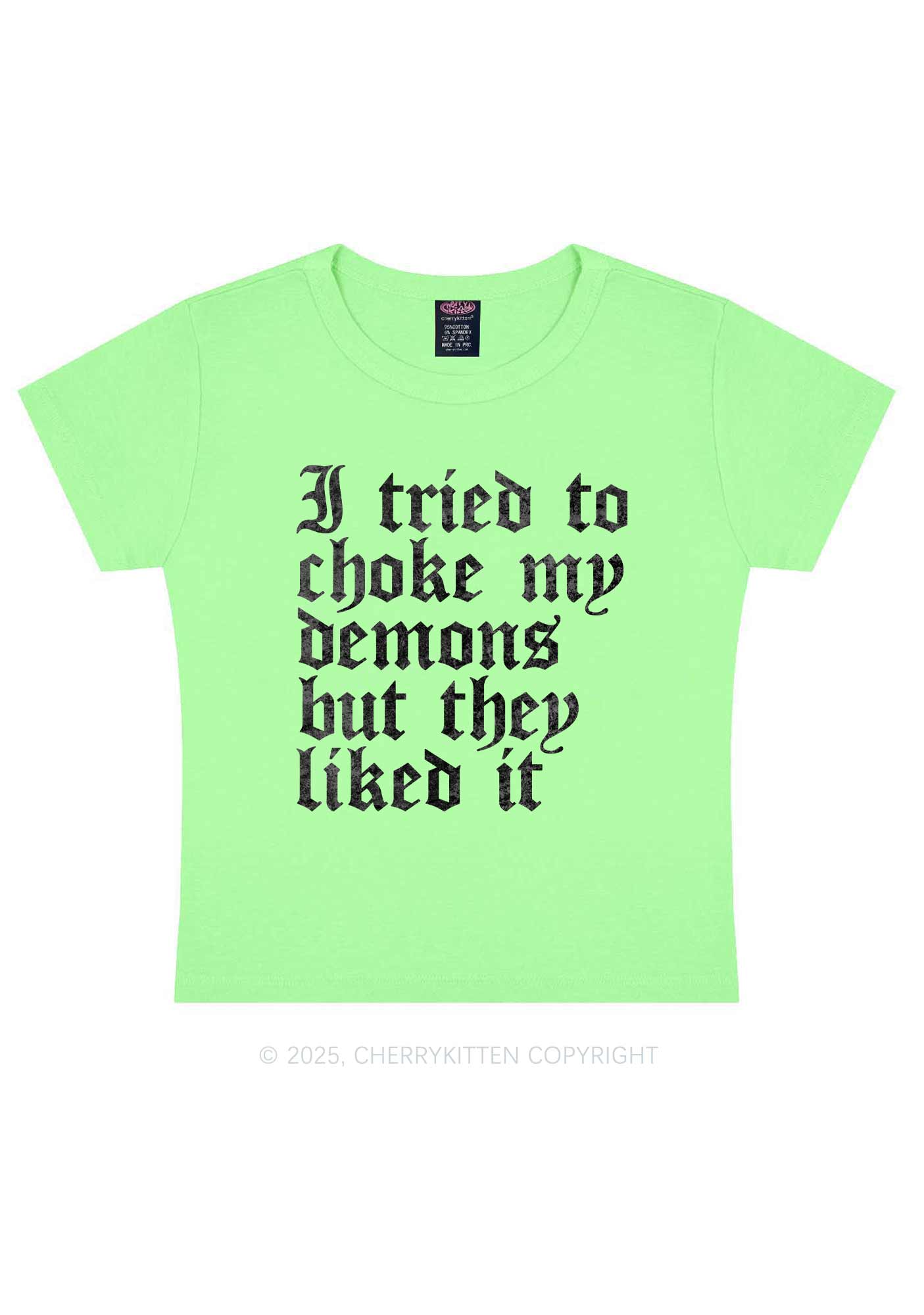 Halloween Choke Demons They Liked Y2K Baby Tee Cherrykitten