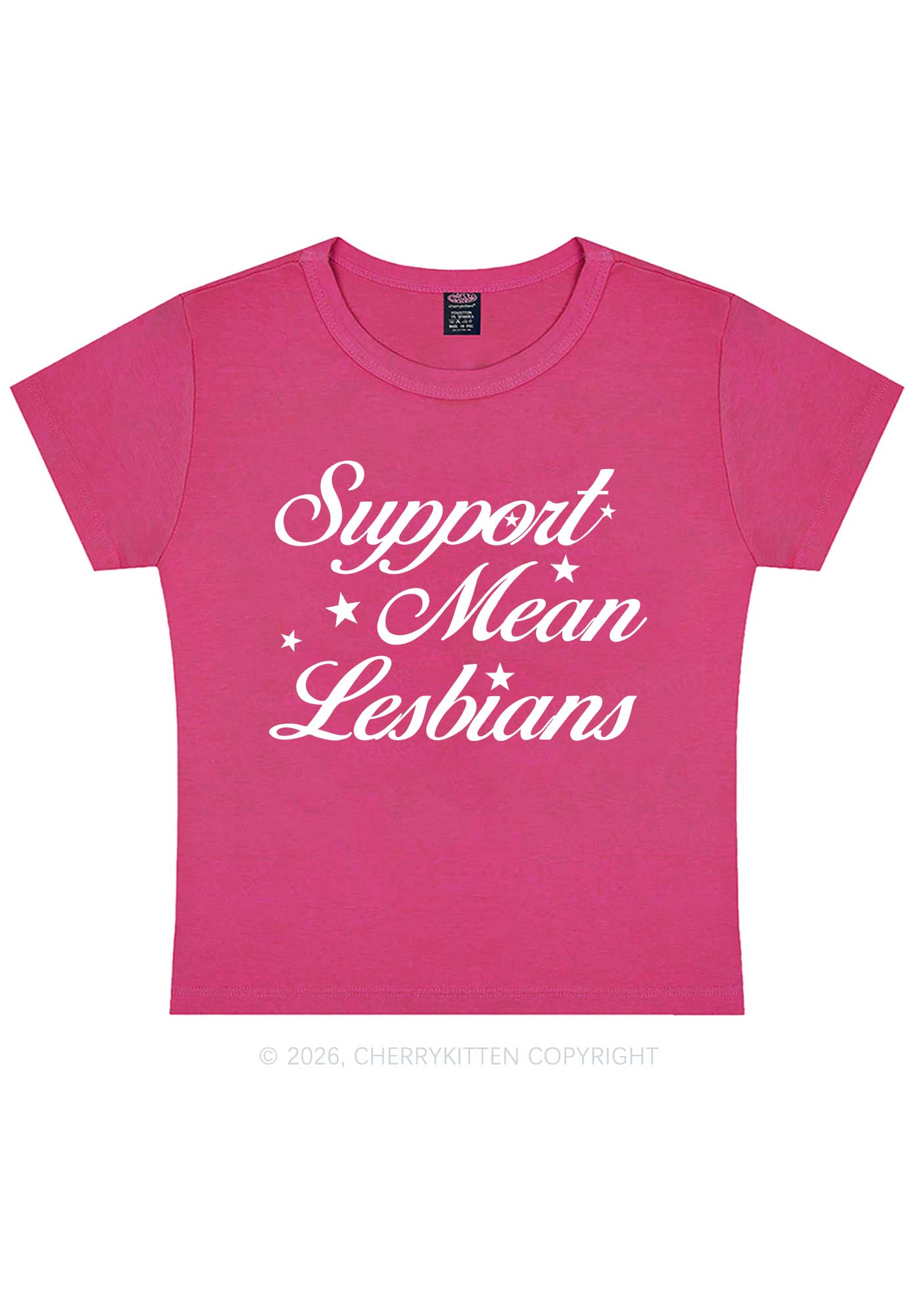 Support Mean Leabians Pride Y2K Baby Tee Cherrykitten