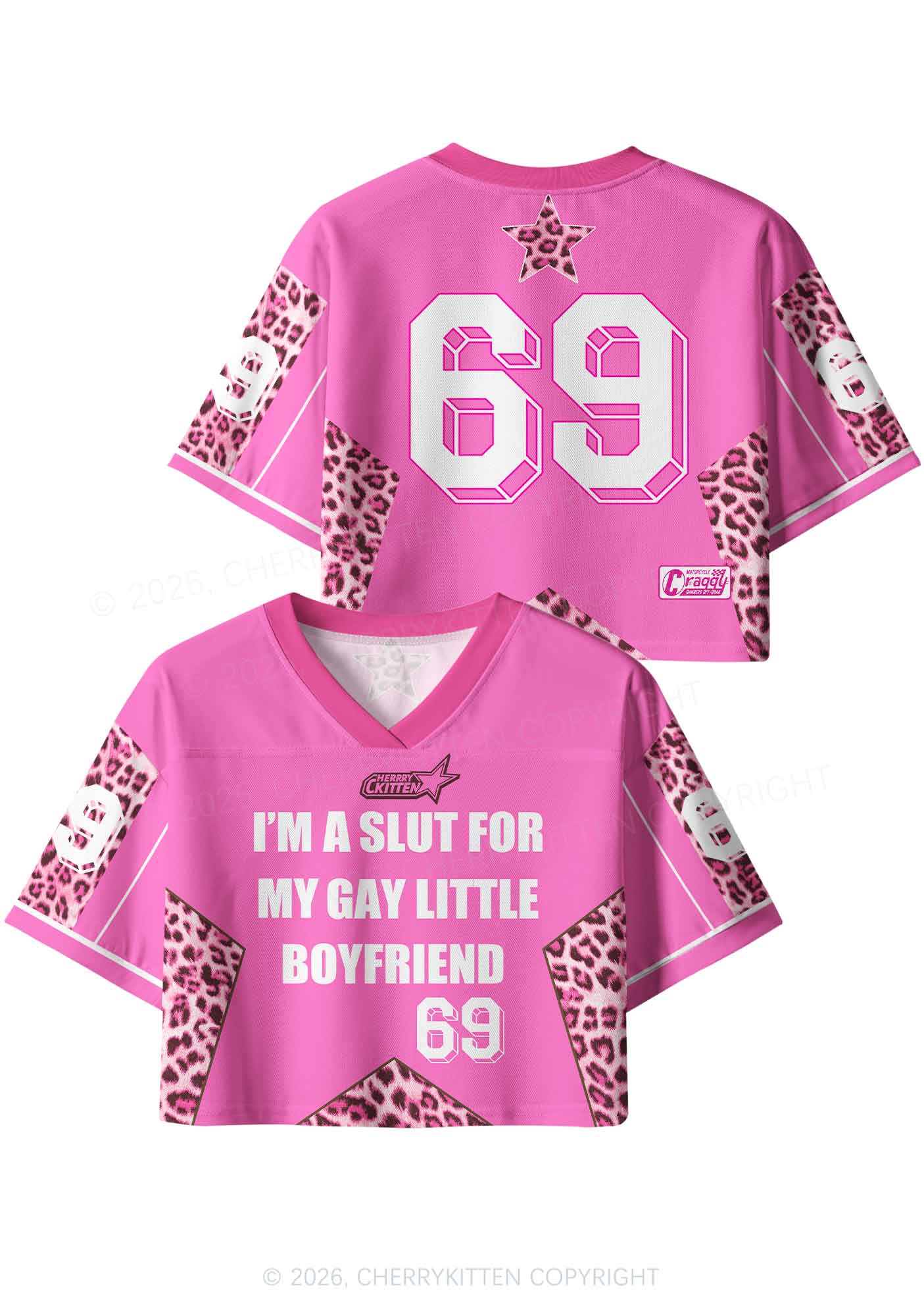 Slxt For My Gay BF Leopard Pride Y2K Crop Sport Jersey Shirts Cherrykitten