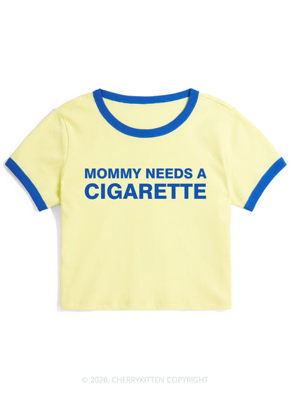 Mommy Needs A Cigarette Y2K Ringer Tee Cherrykitten