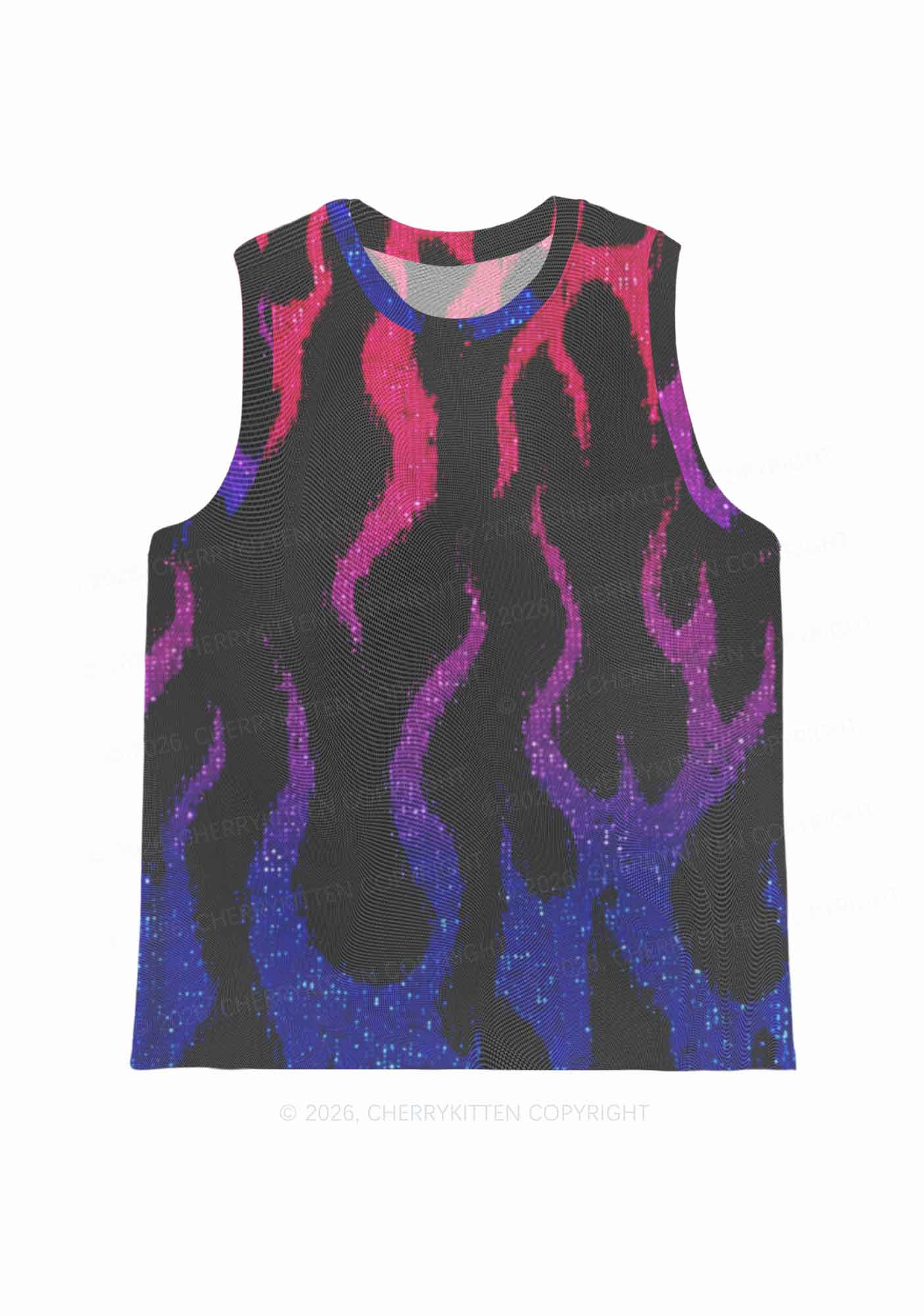 Bisexual Flame Pride Y2K Mesh Muscle Tank Cherrykitten