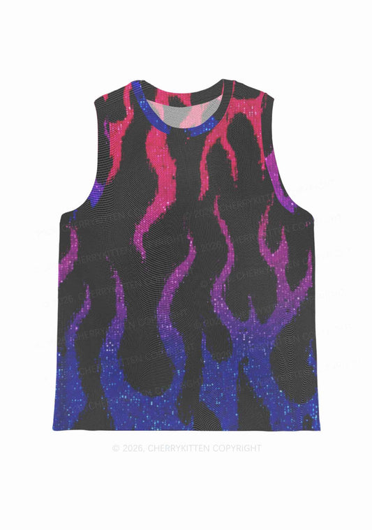 Bisexual Flame Pride Y2K Mesh Muscle Tank Cherrykitten