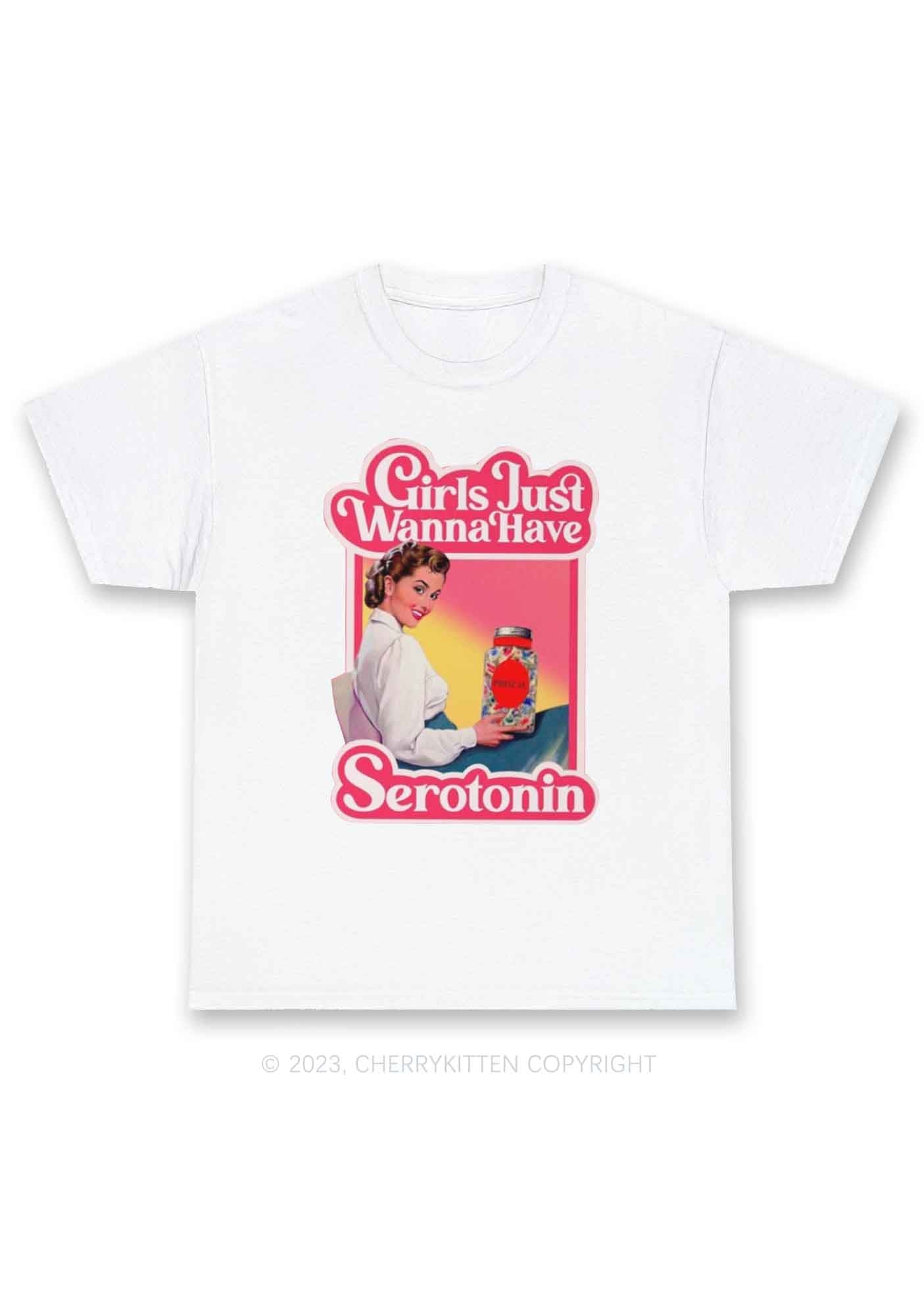 Girls Just Wanna Have Serotonin Y2K Chunky Shirt Cherrykitten