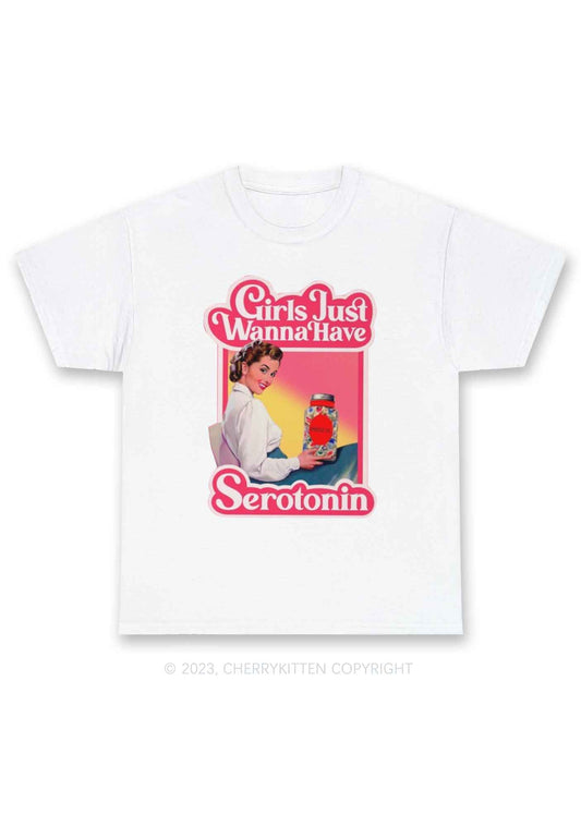 Girls Just Wanna Have Serotonin Y2K Chunky Shirt Cherrykitten