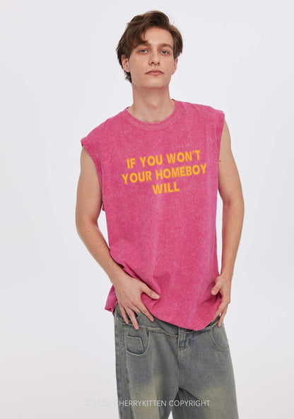 Your Homeboy Will Y2K Washed Tank Cherrykitten
