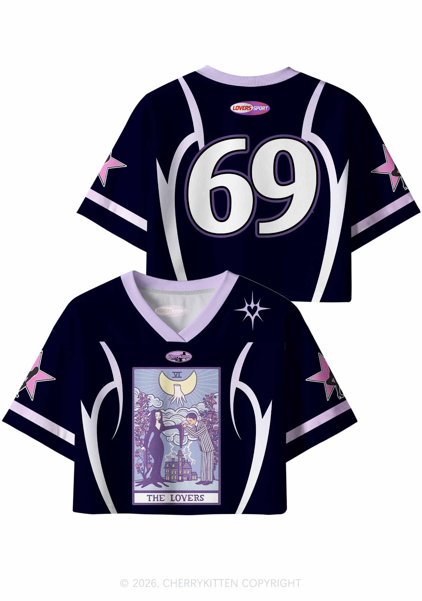 Purple Lovers Y2K Crop Sport Jersey Shirts Cherrykitten