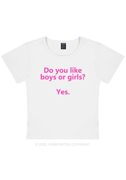 Do You Like Boys Or Girls Pride Y2K Baby Tee Cherrykitten