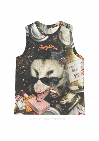 Smoking Opossum Y2K Mesh Muscle Tank Cherrykitten