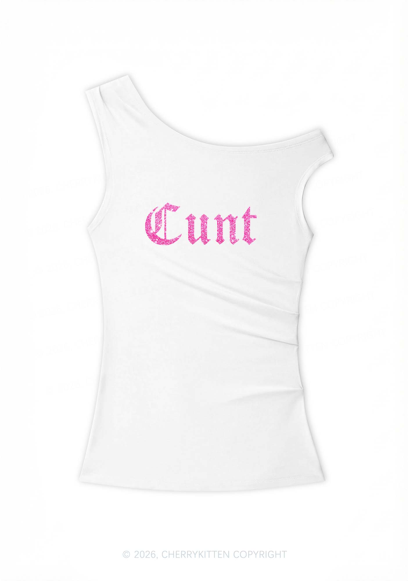 Glitter Cxxt Y2K Off Shoulder Tank Top Cherrykitten