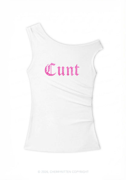 Glitter Cxxt Y2K Off Shoulder Tank Top Cherrykitten