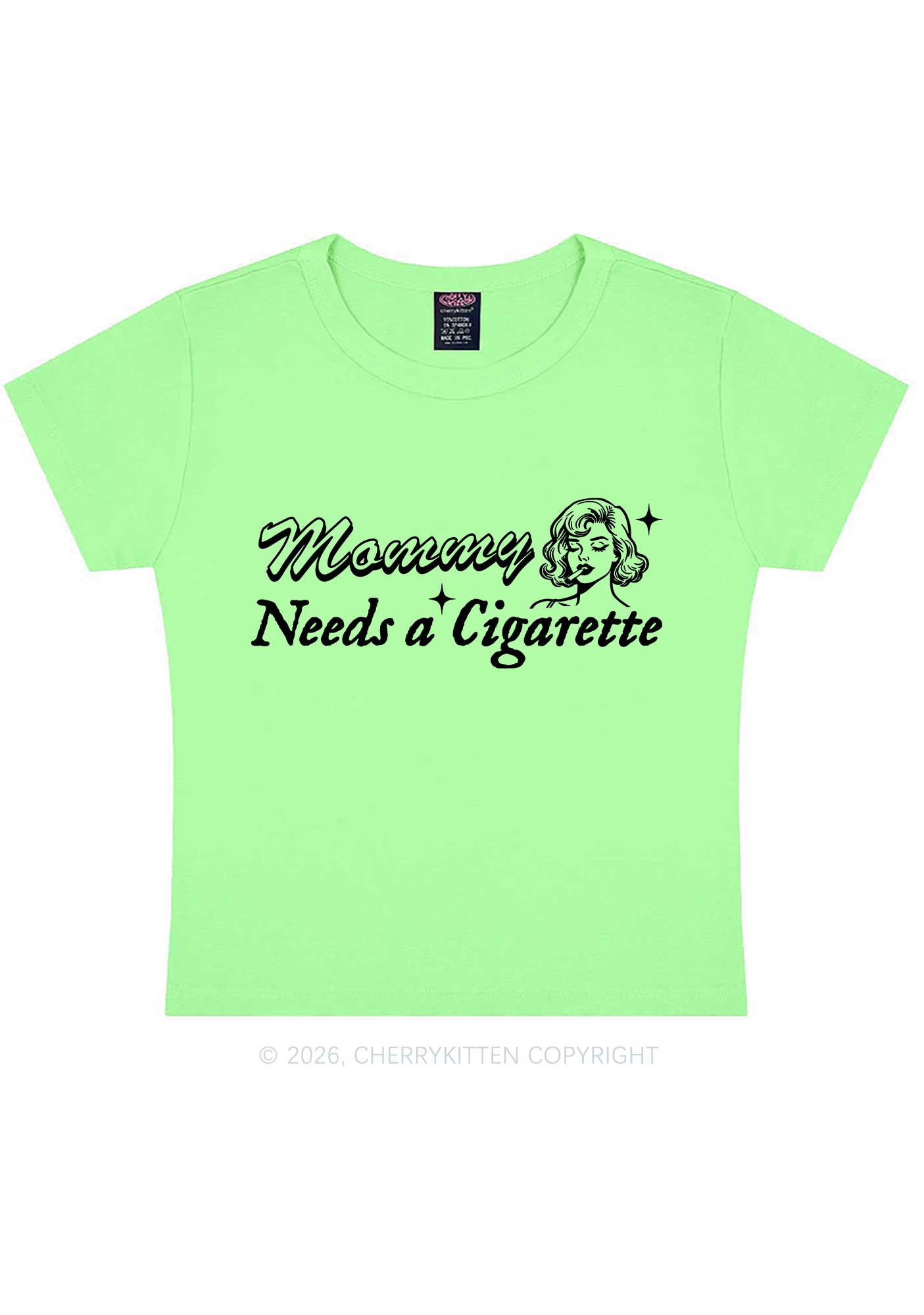 Mommy Needs Cigarette Y2K Baby Tee Cherrykitten