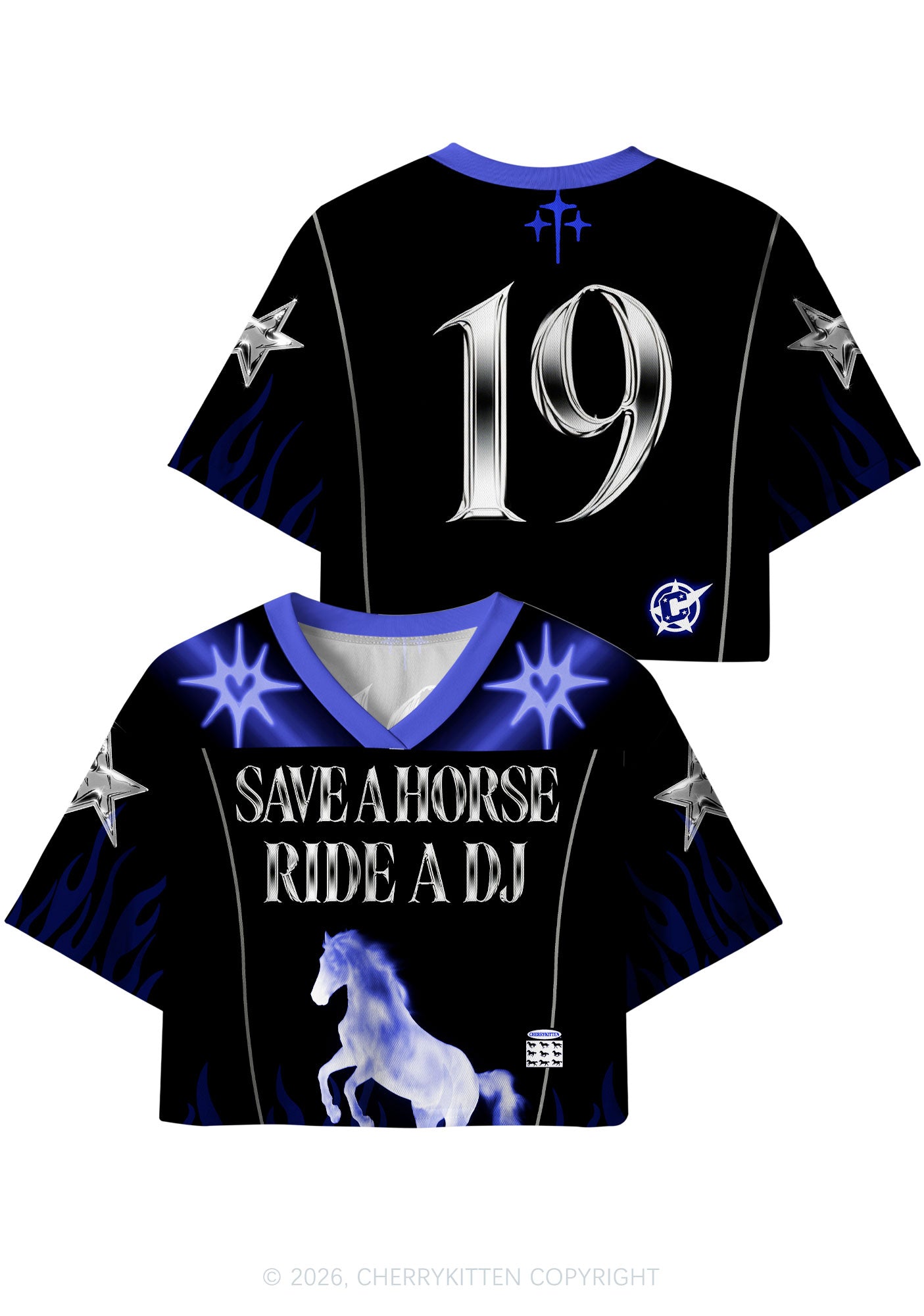 Ride A DJ Horse Y2K Crop Sport Jersey Shirts Cherrykitten