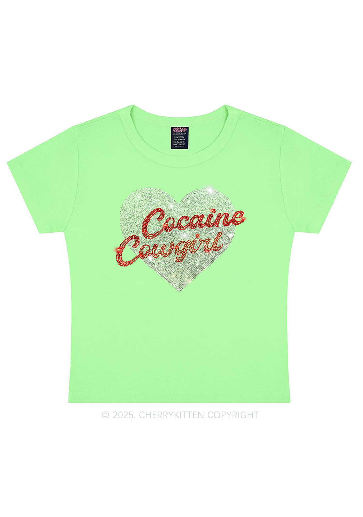 Rhinestone Cola Cowgirl Y2K Baby Tee Cherrykitten