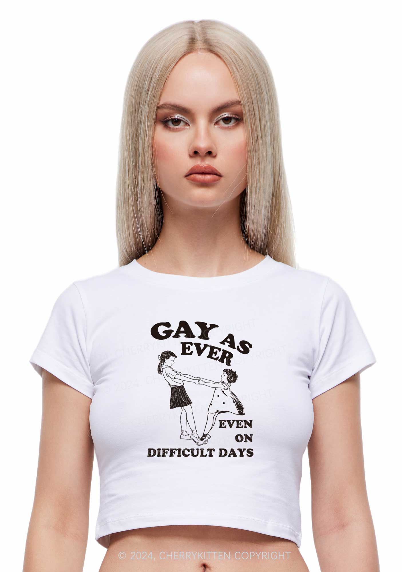 Gay As Ever Y2K Baby Tee Cherrykitten