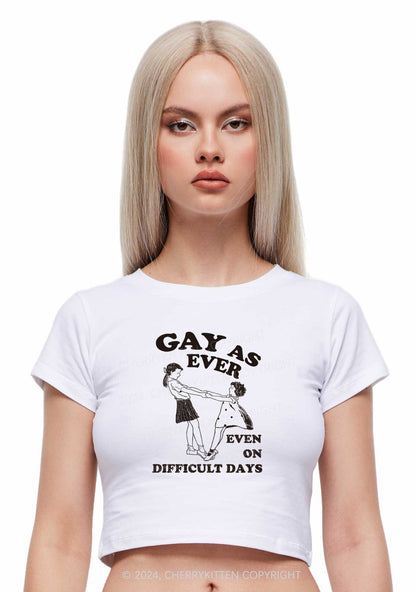 Gay As Ever Y2K Baby Tee Cherrykitten