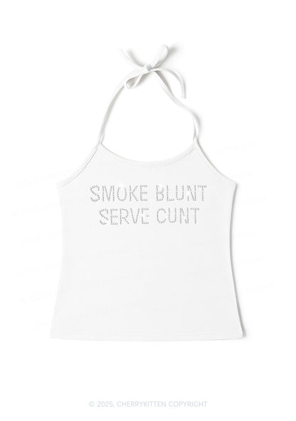 Rhinestone Smoke Blunt Y2K Halter Neck Cami Cherrykitten