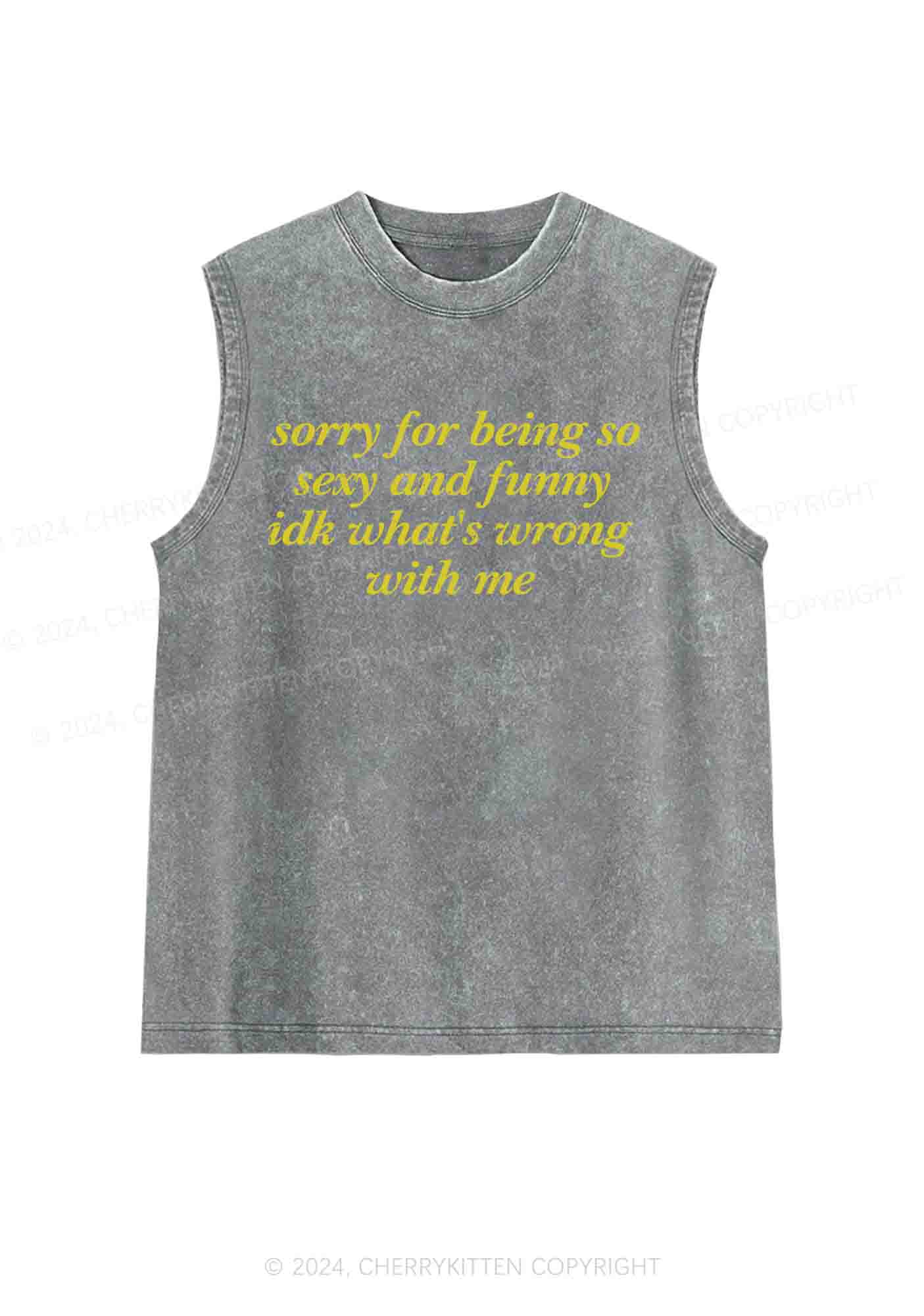 Sorry For Being So Funny Y2K Washed Tank Cherrykitten